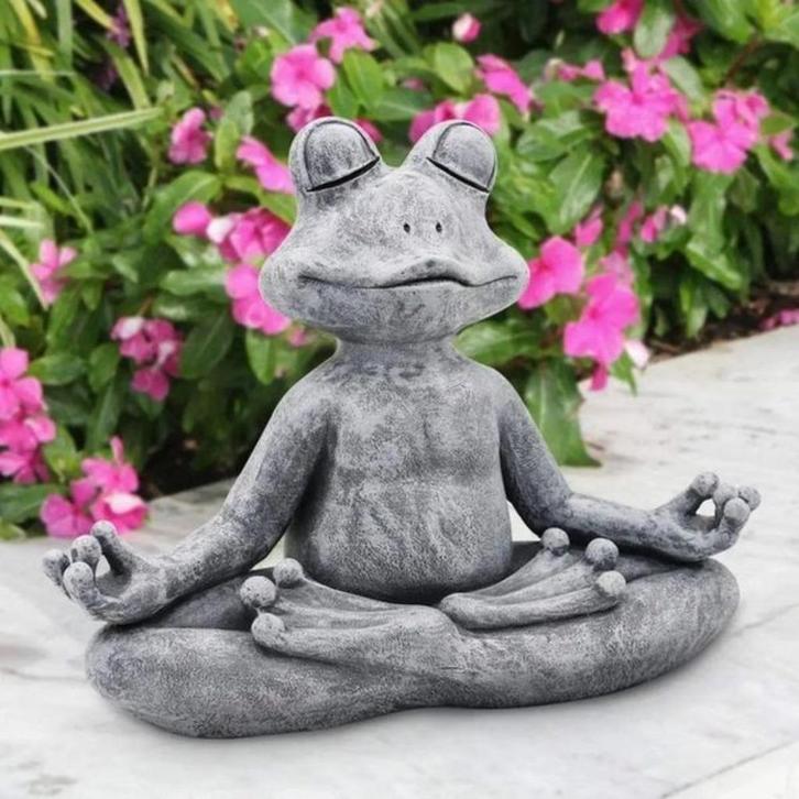 Kikker Beeldje Zen Yoga Tuinbeeld Buddha Boedha 13CM, Verzamelen, Beelden en Beeldjes, Nieuw, Dier, Ophalen of Verzenden