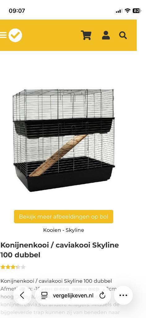 Konijnenkooi/caviakooi Skyline 100 cm zwart & accessoires, Dieren en Toebehoren, Knaagdieren en Konijnen | Hokken en Kooien, Gebruikt