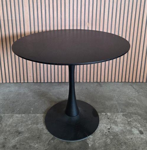 4 Ikea Docksta eettafels rond zwart hout metaal ronde tafels, Huis en Inrichting, Tafels | Bijzettafels, Zo goed als nieuw, Rond