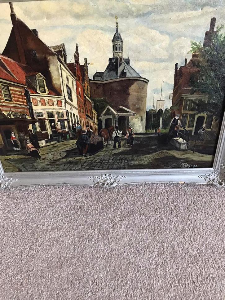 Mooi prima olieverfschilderij C SPRINGER ENKHUIZEN DROM/SPUI, Antiek en Kunst, Kunst | Schilderijen | Klassiek, Ophalen of Verzenden