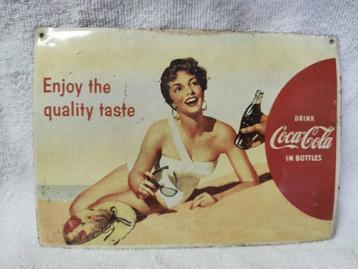 Brocante metalen coca cola plaatje beschikbaar voor biedingen