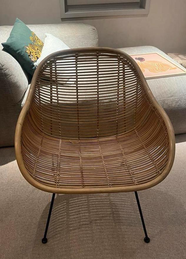 HK Living Rotan Stoel, Huis en Inrichting, Stoelen, Zo goed als nieuw, Eén, Metaal, Bruin, Ophalen of Verzenden