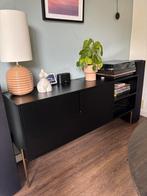 Dressoir zwart met gouden pootjes - LP kastje, Ophalen, Met deur(en), 150 tot 200 cm, Zo goed als nieuw