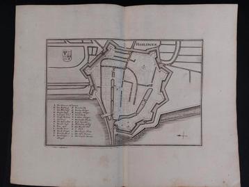 14 / plattegrond Harlingen  Gravure uit 1659 van C. Merian beschikbaar voor biedingen