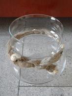 glazen kom / vaas - inclusief touw en schelpen, Minder dan 50 cm, Glas, Ophalen of Verzenden, Zo goed als nieuw