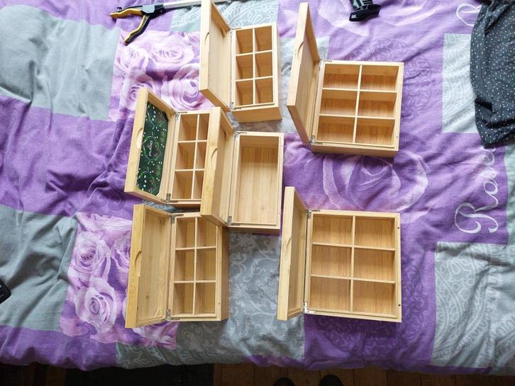 6 Pukka houten kistjes / Theedozen, Huis en Inrichting, Keuken | Keukenbenodigdheden, Zo goed als nieuw, Ophalen of Verzenden