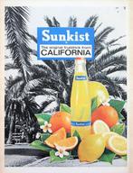 15 vintage reclames California Sunkist frisdrank 1966-69, Verzamelen, Merken en Reclamevoorwerpen, Gebruikt, Ophalen