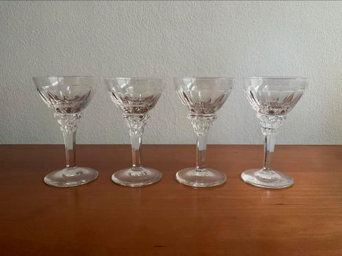 Kristalunie, Maastricht: 4 'Eisenloeffel' bitterglazen 1928, Antiek en Kunst, Antiek | Glas en Kristal, Ophalen of Verzenden