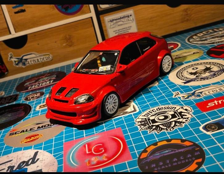 Honda Civic Type-R 1/24 Fujimi - Handgebouwd, Hobby en Vrije tijd, Modelauto's | 1:24, Zo goed als nieuw, Auto, Overige merken