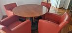 Leolux eettafel met 4 lederen stoelen, Huis en Inrichting, Fauteuils, Ophalen, Gebruikt, 100 tot 125 cm, Leer