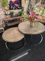 Unieke mooie salon tafel set rvs, Rond, Zo goed als nieuw, Minder dan 50 cm, 50 tot 100 cm