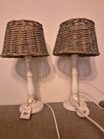 Landelijke brocante rieten schemerlampje schemerlampjes, Ophalen of Verzenden, Zo goed als nieuw, Minder dan 30 watt, E27 (groot)