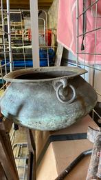 Antieke zinken Ketel met Ringen pot bloem bak 60 door 32h 36, Antiek en Kunst, Ophalen, Koper