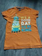 Despicable Me Minions oranje t'shirt Koningsdag maat 128/134, Gebruikt, Jongen of Meisje, Despicable Me, Ophalen of Verzenden