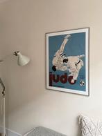 Geweldige vintage poster, affiche, judo, ingelijst 70’s, Verzamelen, Met lijst, Sport, Gebruikt, Ophalen of Verzenden