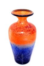 Schitterende Murano Scavo Oranjerode Wit Blauwe Glas Vaas, Verzenden