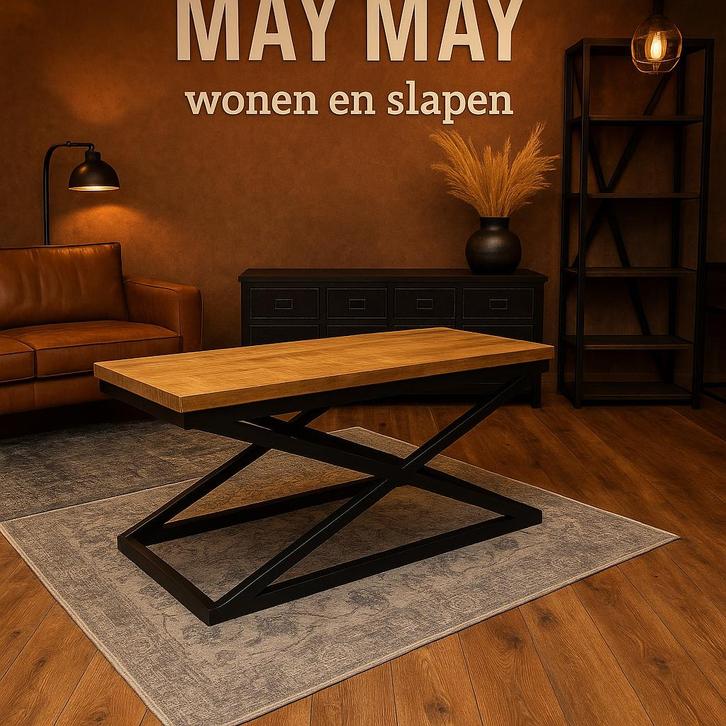 Salontafel rechthoekig 120 mangohout Direct/Leverbaar E-7246, Huis en Inrichting, Tafels | Salontafels, Nieuw, Minder dan 50 cm