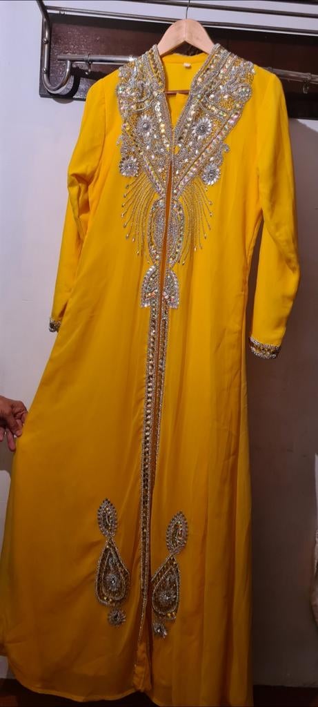 Prachtige Kaftan - Maat S, Ophalen, Geel, Zo goed als nieuw, Maat 36 (S)