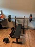 Gorillasports universele halterbank met 100 kg halterset, Sport en Fitness, Fitnessmaterialen, Ophalen, Nieuw, Fitnessbank