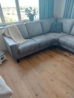 Taupe Hoekbank 5-zits + Blauwe Hoezen, Huis en Inrichting, Banken | Bankstellen, Ophalen, Kunststof, Hoekbank, 300 cm of meer