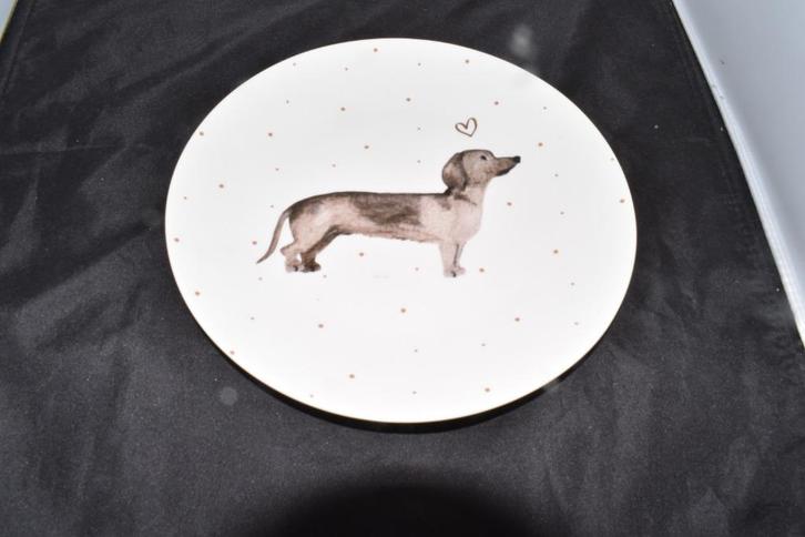 Ontbijtborden Teckel Clayre & Eef servies, Huis en Inrichting, Keuken | Servies, Nieuw, Bord(en), Overige stijlen, Overige materialen