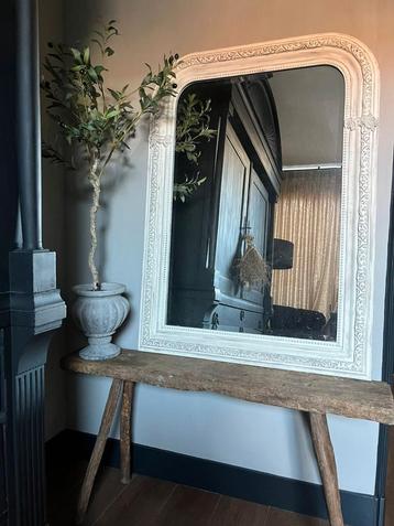 Grote spiegel brocant,vintage,landelijk,wit beschikbaar voor biedingen