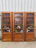 Prachtig drieluik met glas in lood, Doe-het-zelf en Verbouw, Deuren en Horren, 120 cm of meer, Binnendeur, Zo goed als nieuw, 200 tot 215 cm