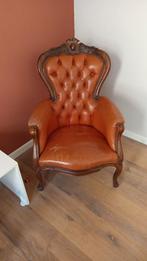 Vintage barok fauteuil – leren oorfauteuil stoel, Ophalen