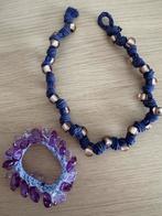Purple choker necklace and purple bracelet or hair accessory, Ophalen of Verzenden, Zo goed als nieuw, Paars