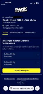 Bankzitters golden circle tickets ziggo dome 2x, Tickets en Kaartjes, Concerten | Overige, Twee personen, Januari
