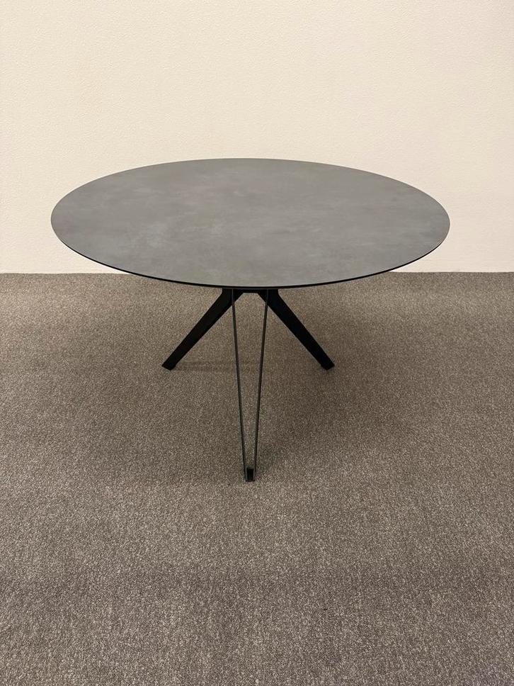 Ronde eettafel HPL steen print 120cm, Huis en Inrichting, Tafels | Eettafels, Zo goed als nieuw, 100 tot 150 cm, 100 tot 150 cm