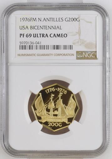 Nederlandse Antillen 200 Gulden 1976 proof goud NGC PF69UC beschikbaar voor biedingen