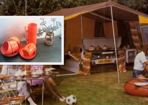 Mepal vintage oranje campingservies kampeerservies 14 delig, Caravans en Kamperen, Kampeeraccessoires, Gebruikt, Ophalen of Verzenden