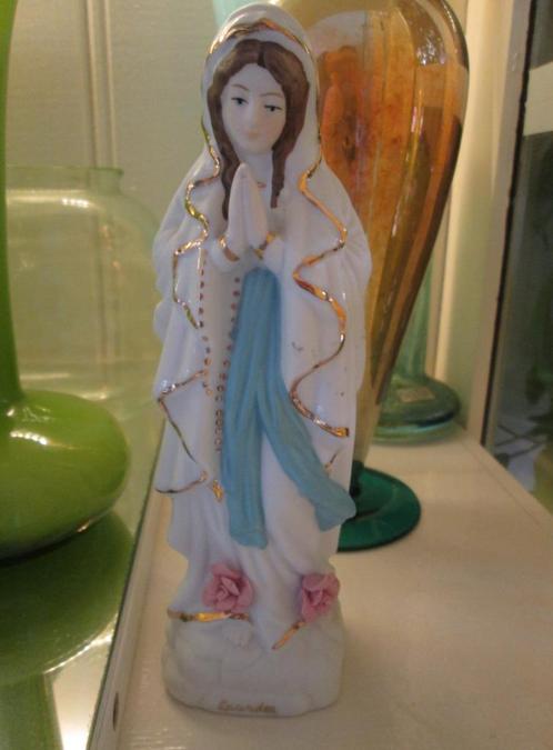 Gemerkt Maria Beeldje Biscuit Porselein Lourdes 16,5 cm, Antiek en Kunst, Antiek | Religie, Ophalen of Verzenden