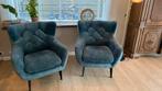 Prachtige donkerblauwe velourse fauteuils te koop!, Huis en Inrichting, Fauteuils, Ophalen, Zo goed als nieuw