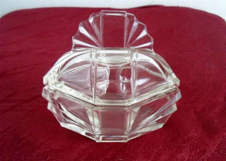 Kristallen dekseldoosje voor snuisterijen/watten. Art Deco, Antiek en Kunst, Antiek | Glas en Kristal, Ophalen of Verzenden