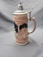 Antieke Bierpul met Tinnen Deksel, Antiek en Kunst, Antiek | Keramiek en Aardewerk, Ophalen of Verzenden