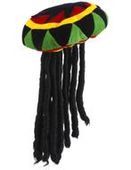Rasta muts met dreadlocks, Carnaval, Overige maten, Ophalen of Verzenden, Zo goed als nieuw