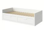 Foldable bed with storage space + mattresses, Ophalen, Wit, Tweepersoons, 200 cm