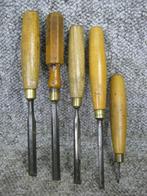 Beitels, 5 stuks. Bevel edge. o.a. Sorby, Toga, Antiek en Kunst, Antiek | Gereedschap en Instrumenten, Verzenden