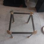 Glazen messing koper kleur bijzettafeltje 57cmx69cm  t.e.a.b, Minder dan 55 cm, Rond, Ophalen, 45 tot 60 cm