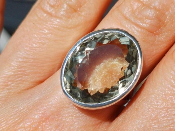 Vanoli 925 zilveren ring met groene amethyst maat 18,25, Sieraden, Tassen en Uiterlijk, Ringen, Nieuw, Dame, 18 tot 19, Overige kleuren