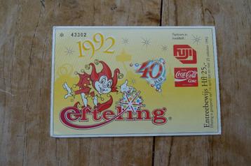 inkom ticket Efteling uit 1992 beschikbaar voor biedingen
