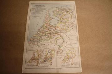 Antieke kaart - Nederland Staatkundig - Bruins 1895 !! beschikbaar voor biedingen
