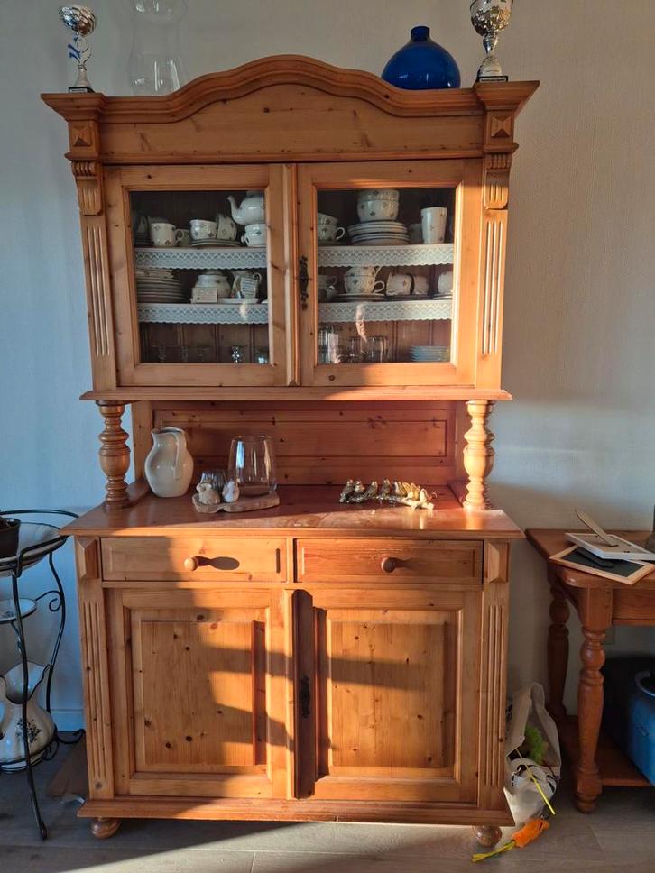 Grenen kast met glazen deuren, Antiek en Kunst, Antiek | Meubels | Kasten, Ophalen