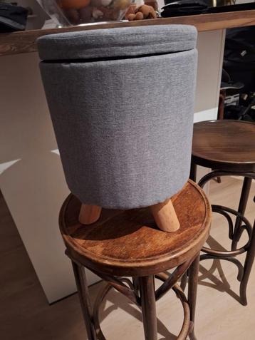 Grijze poef met opbergruimte, Nieuw beschikbaar voor biedingen
