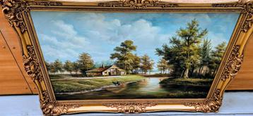 Olieverfschilderij-OERHollands Tafereel baroklijst afm107x75 beschikbaar voor biedingen