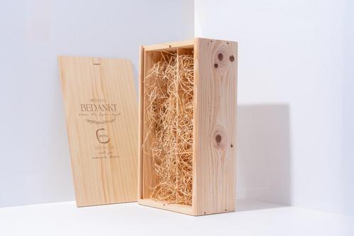 Houten wijnkist 2-vaks met gravering – Persoonlijk cadeau, Huis en Inrichting, Woonaccessoires | Kisten, Nieuw, Minder dan 50 cm