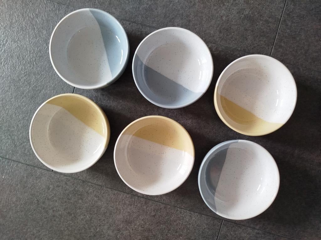 6 Kleine HEMA Kommetjes - Diameter 12cm, Ophalen, Porselein of Keramiek, Schaal, Rond