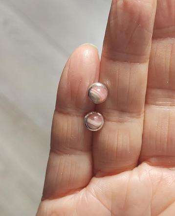 925 zilveren oorstekers/oorknopjes met Rhodochrosiet steen beschikbaar voor biedingen